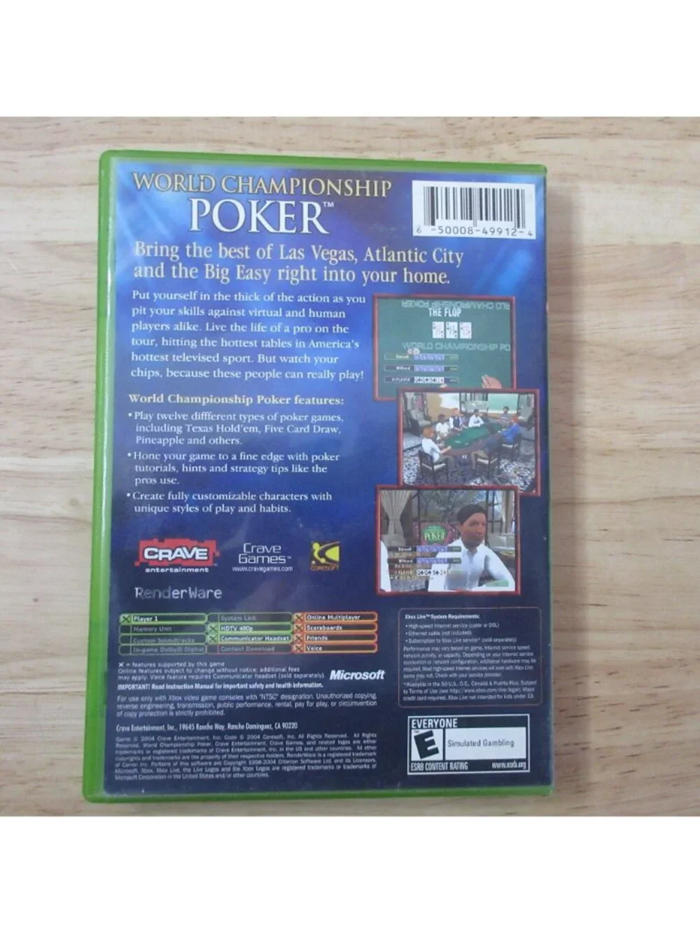 Lot of 2 Xbox Games - Big Bumpkin' (sealed) - World Champion Ship Poker